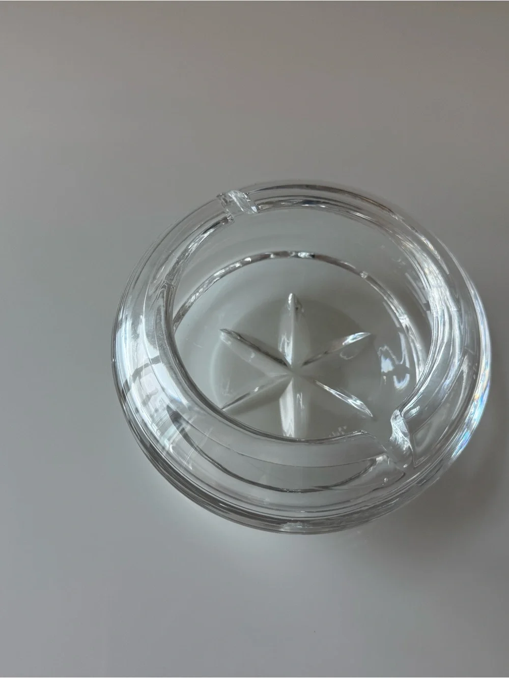 Mouth Blown Crystal Ashtray with Polished Round Bowl